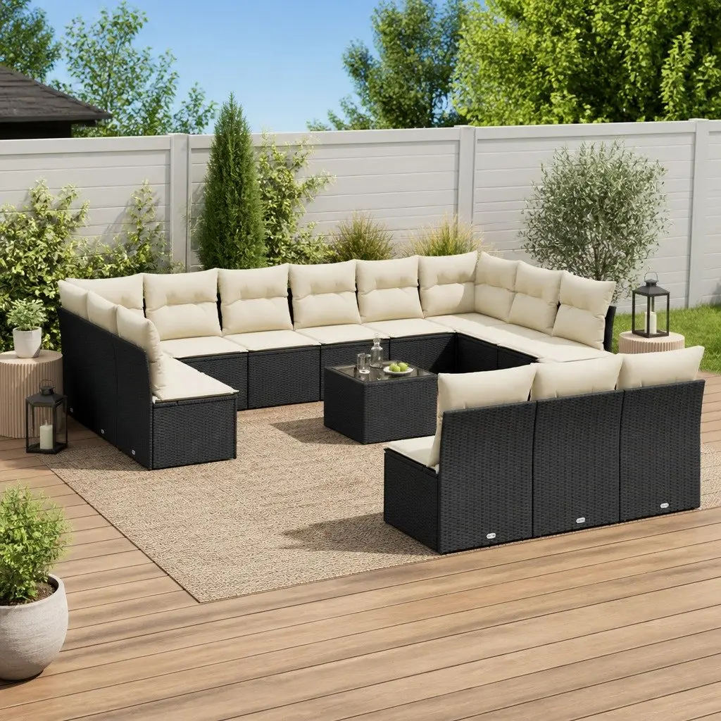 14-Piece Garden Sofa Set in Black