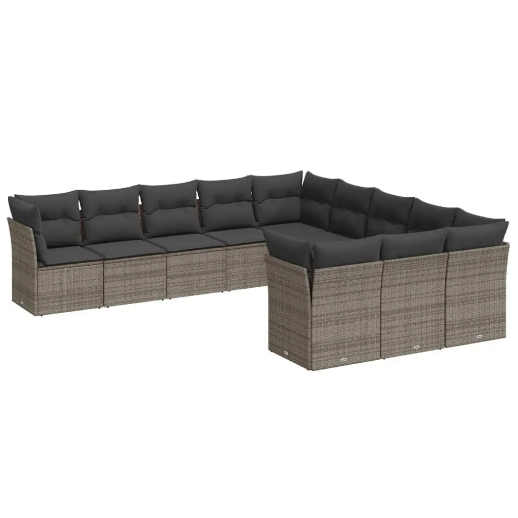 Garden Sofa Set 11 Piece Outdoor Furniture Grey Poly Rattan Modular Patio Lounge