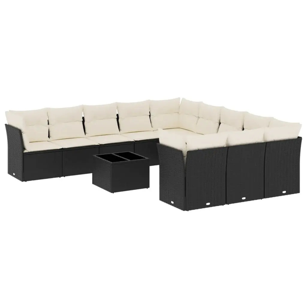 Garden Sofa Set Outdoor Furniture Modular Black PE Rattan 12 Piece