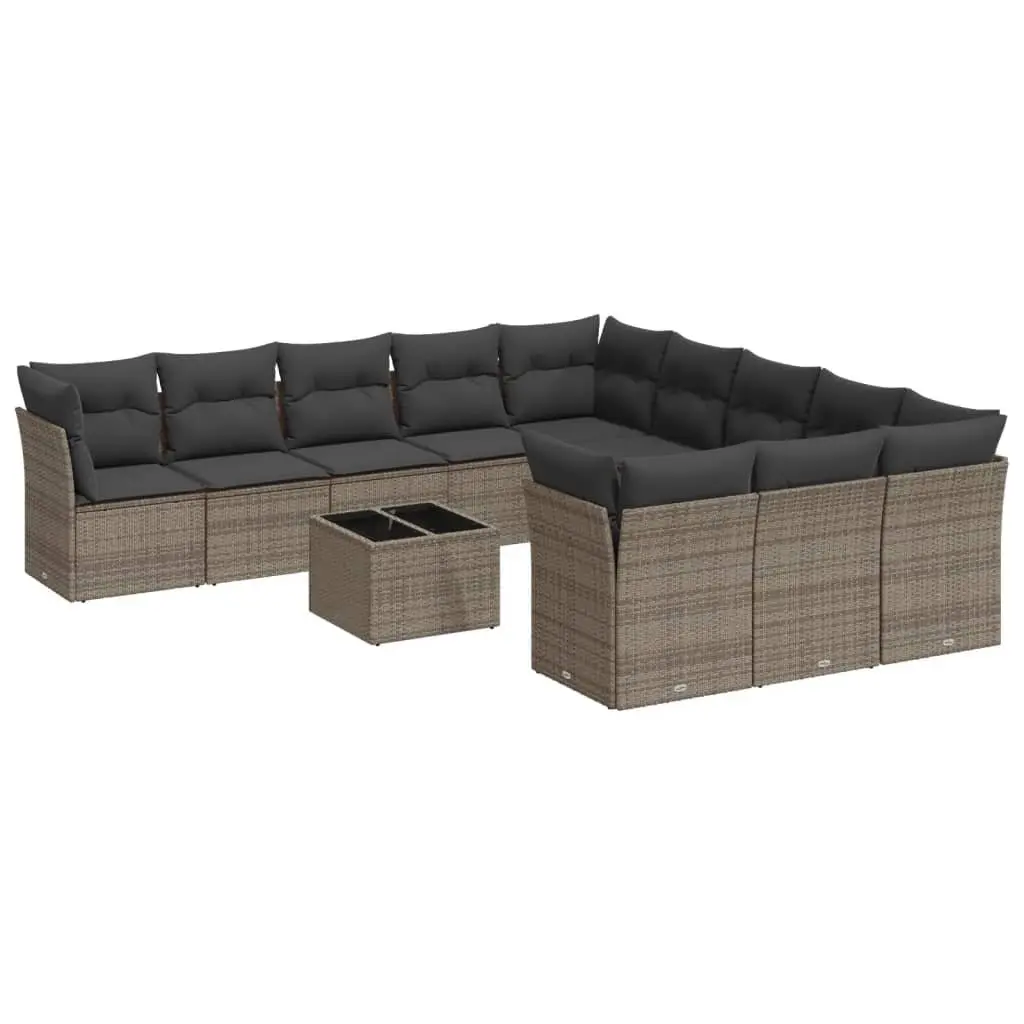 Garden Sofa Set 12 Piece Outdoor Furniture Patio Grey Poly Rattan Modular Lounge