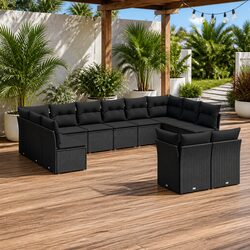 Specifications of 12 Piece Garden Sofa Set in Black Rattan