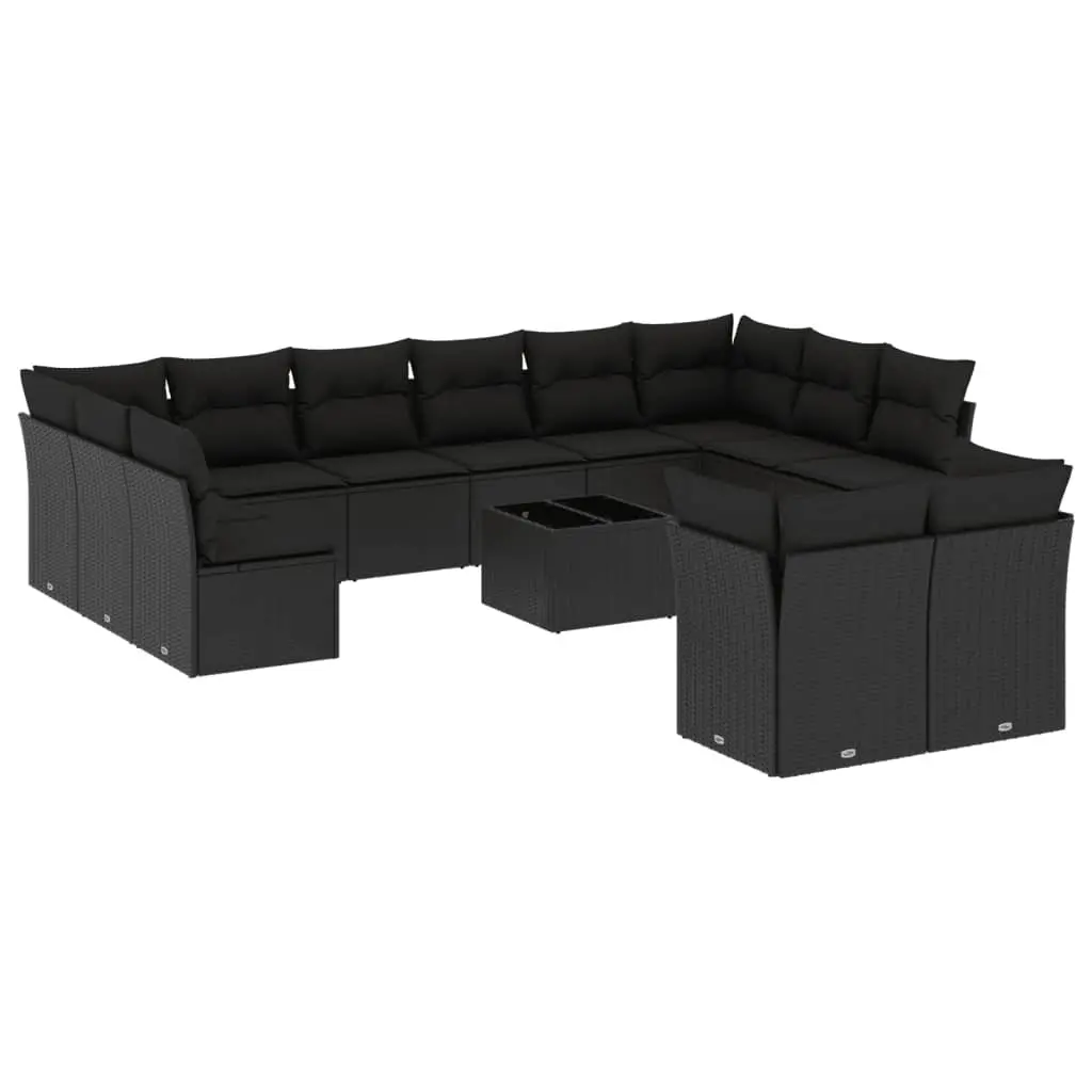 Garden Sofa Set Outdoor Furniture Patio Black Poly Rattan Modular 13 Piece