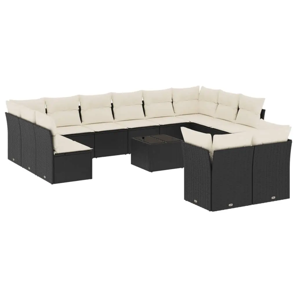 Garden Sofa Set Outdoor Furniture Patio Seating 13 Piece Black Poly Rattan