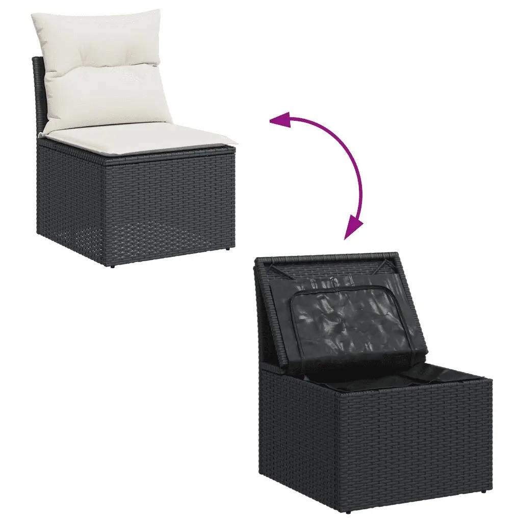 Garden Sofa Set Outdoor Furniture Patio Seating 13 Piece Black Poly Rattan