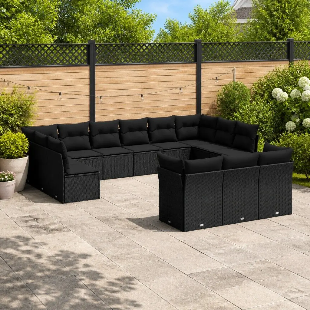 Garden Sofa Set Outdoor Furniture Modular Black 13 Piece