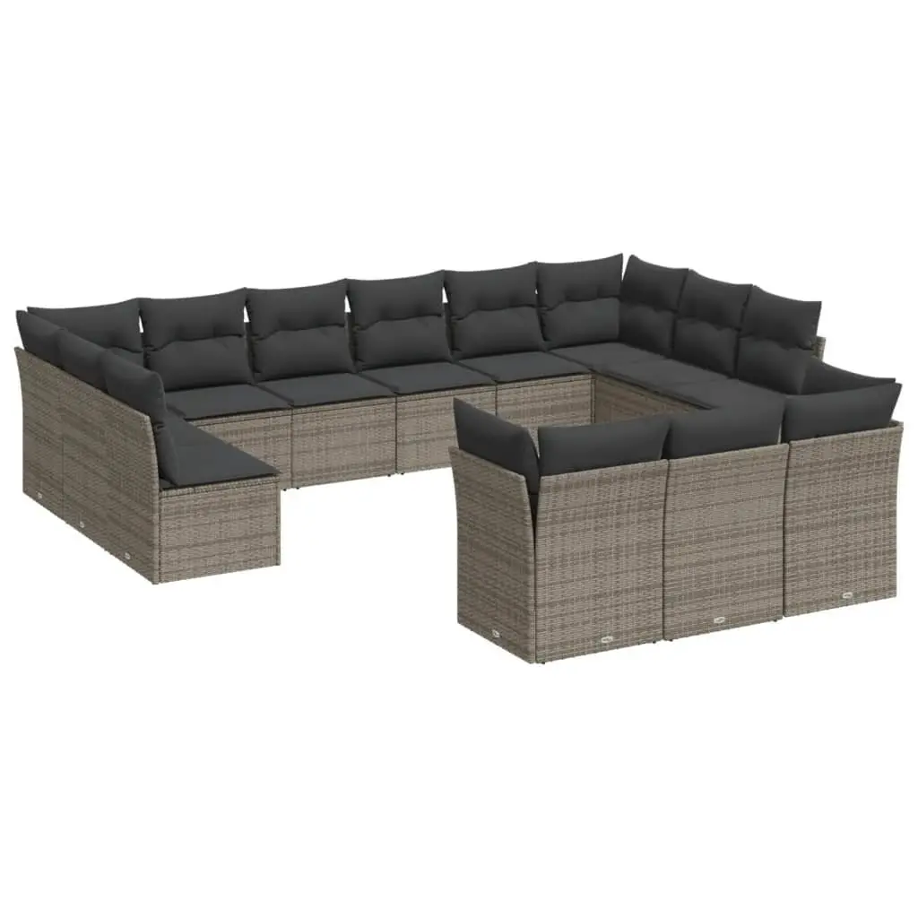 Grey 13 Piece Modular Garden Sofa Set with Storage