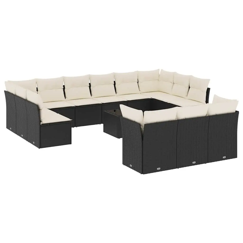Garden Sofa Set Outdoor Furniture Modular Black PE Rattan 14 Piece