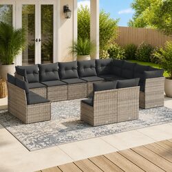 12 Piece Modular Garden Sofa Set in Grey with Cushions