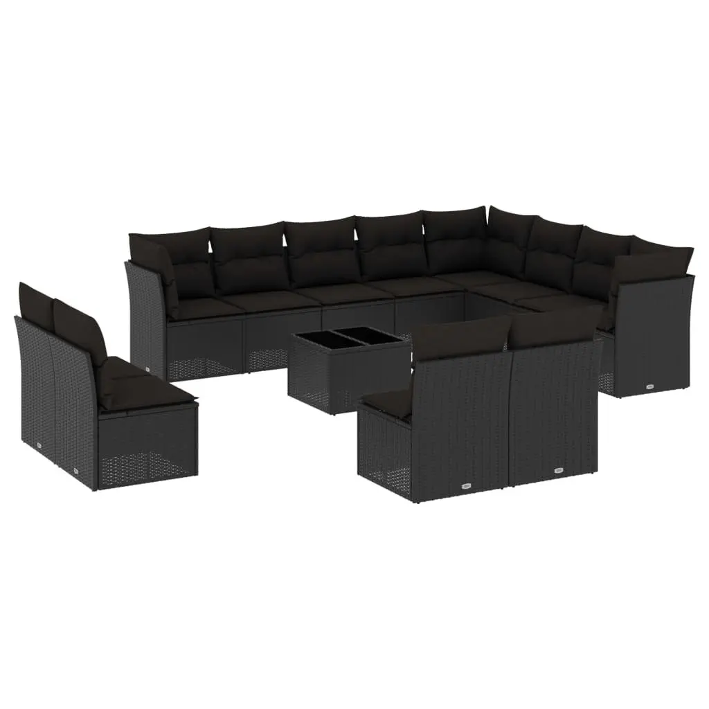 Garden Sofa Set 13 Piece Black Poly Rattan Outdoor Furniture Patio Seating
