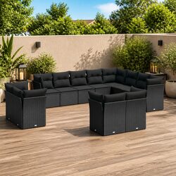 Specifications of 12 Piece Black Poly Rattan Sofa Set