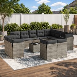 Detailed Specs: 13 Piece Grey Garden Sofa Set with Storage