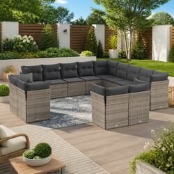 Specifications of 13 Piece Grey Poly Rattan Garden Sofa Set