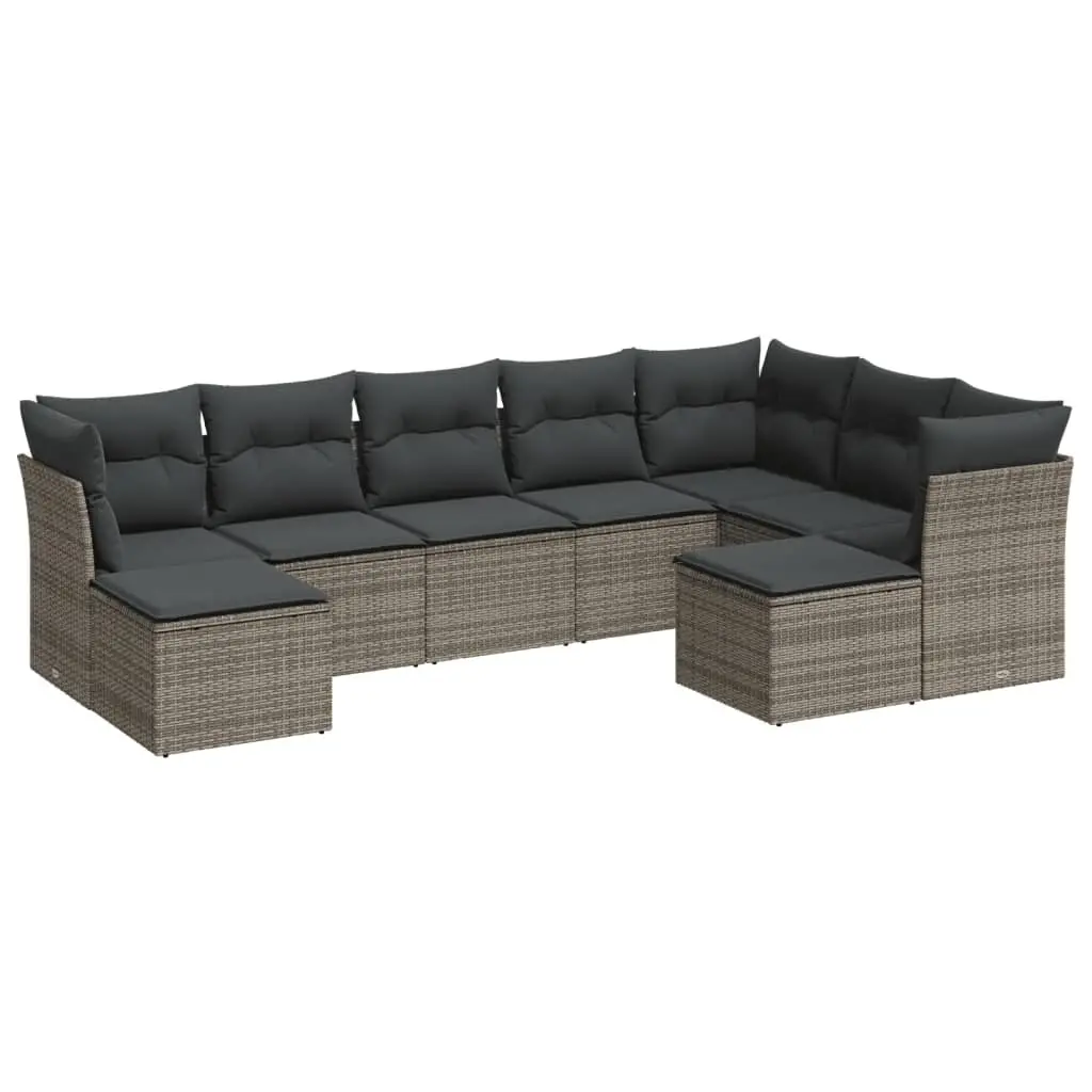 9-Piece Grey Modular Garden Sofa Set