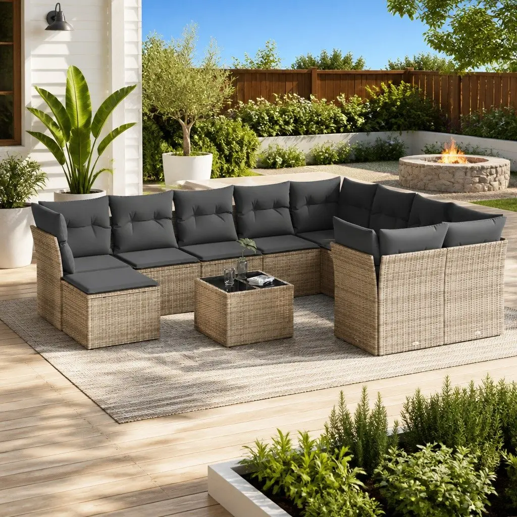 11 Piece Grey Garden Sofa Set