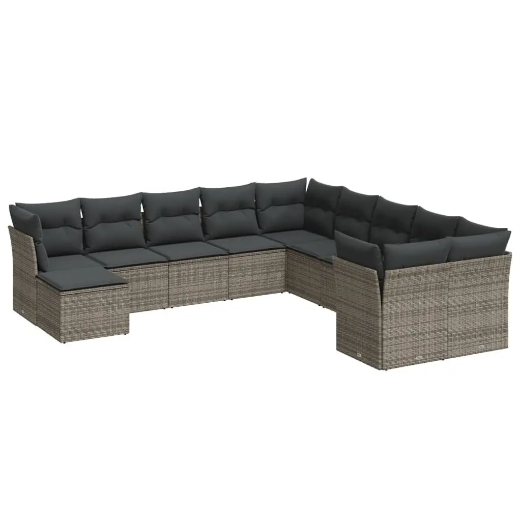 Garden Sofa Set Outdoor Patio Furniture 11 Piece Grey Poly Rattan Modular