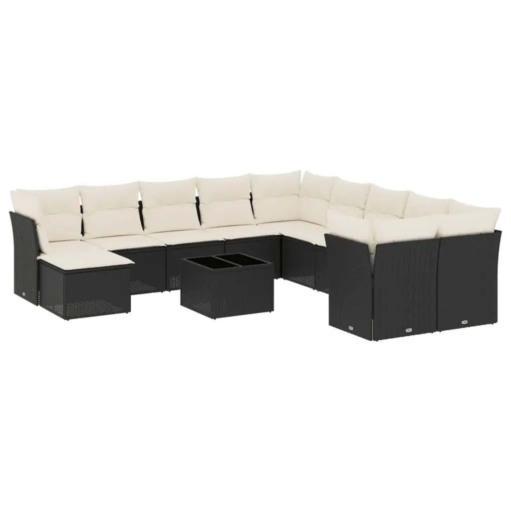 Garden Sofa Set Outdoor Furniture Modular 12 Piece Black Poly Rattan
