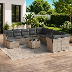 Specifications for 12-Piece Garden Sofa Set - Grey PE Rattan