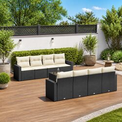 Outdoor Sectional Sofa Set Specifications: 9 Pieces in Black