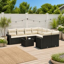 9 Piece Modular Garden Sofa Set with Cushions and Storage