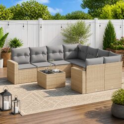 9 Piece Outdoor Garden Sofa Set - Dimensions and Details Inside