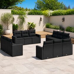 Specifications of 12 Piece Black Poly Rattan Sofa Set