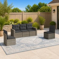 Outdoor Sectional Sofa Set 5 Piece Grey Poly Rattan Garden Furniture Patio