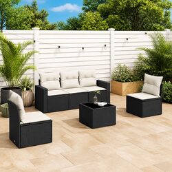 Specifications for 6 Piece Black Poly Rattan Garden Sofa Set