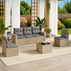6-Piece Beige Outdoor Sectional Sofa Set Specifications