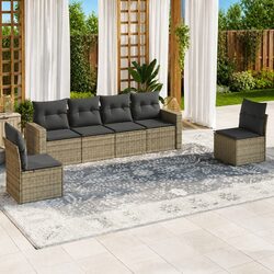 6 Piece Grey Outdoor Sectional Sofa with Storage Bags