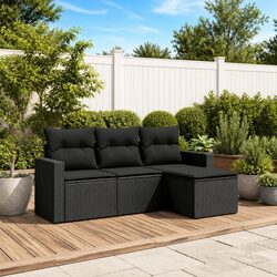 Outdoor Sectional Sofa Set Specifications: 4 Pieces, Black