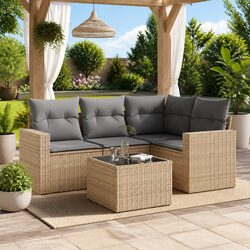 5 Piece Outdoor Sectional Sofa Set with Water-Resistant Storage