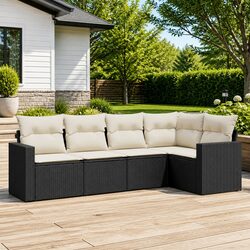 5-Piece Modular Sectional Sofa Set with Storage - Black