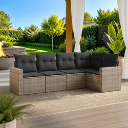 Modular 5-Piece Outdoor Sofa Set with Grey Cushions
