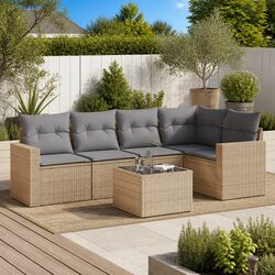 Specifications of 6 Piece Beige Rattan Garden Sofa Set