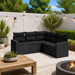 Outdoor Modular Sectional Sofa Set - 5 Piece Black