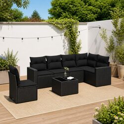 7-Piece Garden Sofa Set Specifications: Black Rattan Furniture