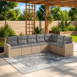 Specifications of 7 Piece Garden Sofa Set – Beige Rattan