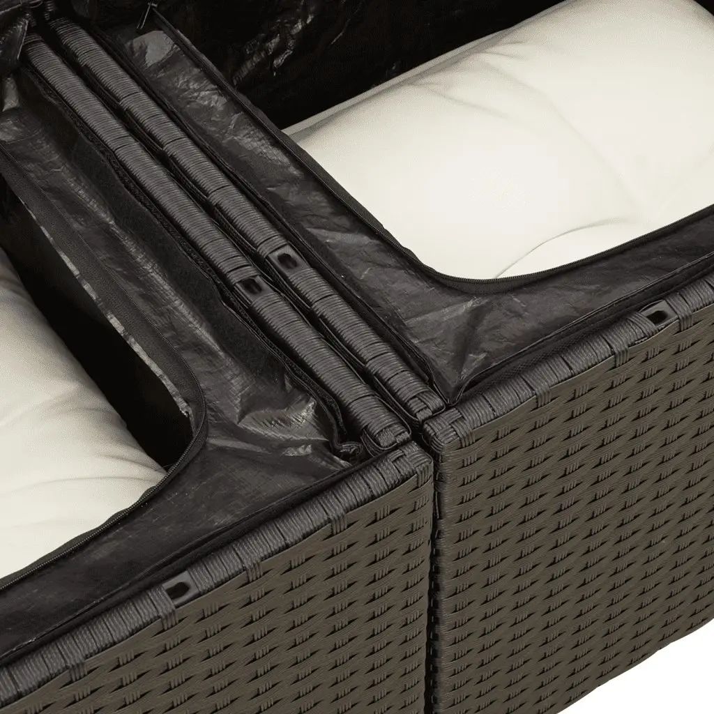 Outdoor Sectional Sofa Set for Garden 10 Piece Black Poly Rattan