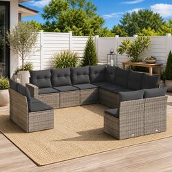 Complete 11-Piece Modular Outdoor Sofa Set Grey