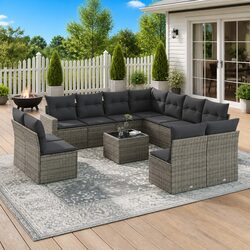 12 Piece Grey Outdoor Sofa Set Specifications and Features