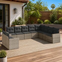 10 Piece Outdoor Sofa Set with Grey Poly Rattan Construction