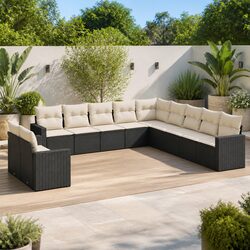 Technical Specs for 11-Piece Garden Sofa Set in Black Rattan