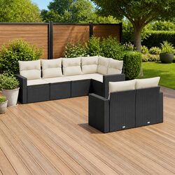 Specifications for 7 Piece Black Poly Rattan Garden Sofa Set