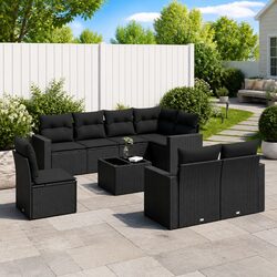 9-Piece Modular Garden Sofa Set with Storage, Black