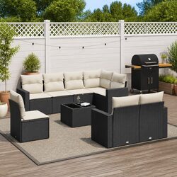 9-Piece Black PE Poly Rattan Outdoor Sofa Set Details