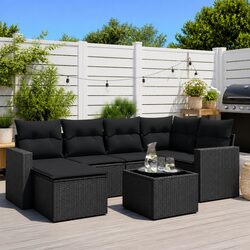 7-Piece Black Poly Rattan Outdoor Sofa Specifications