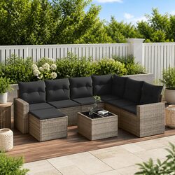 8 Piece Grey Poly Rattan Garden Sofa Set Specifications
