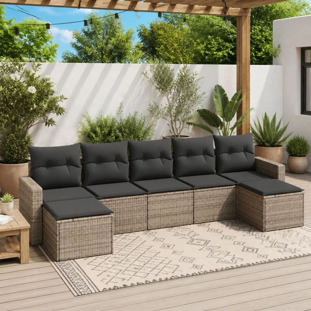 7 Piece Modular Sectional Sofa Set with Grey Cushions