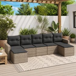 7 Piece Modular Sectional Sofa Set with Grey Cushions