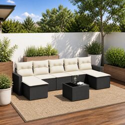 Outdoor Sectional Sofa Set Specifications: 8 Pieces, Black